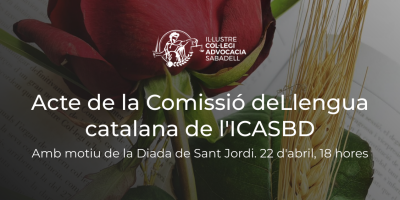 22 d'abril, 18h. Acte de la Comissió de Llengua amb motiu de la Diada de Sant Jordi