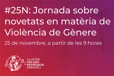 25 de noviembre, 9h. Jornada sobre novedades en materia de Violencia de Género